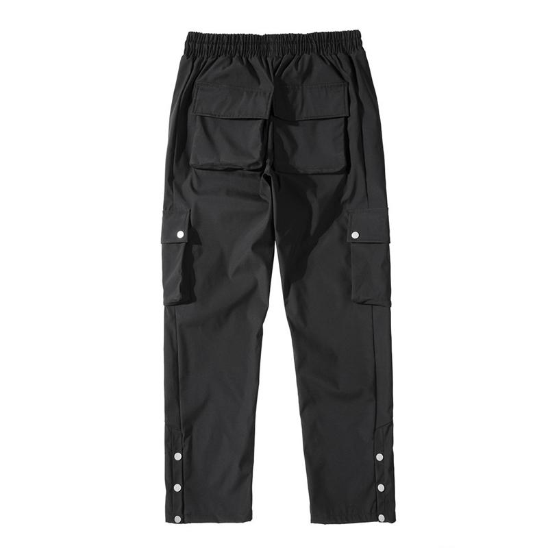 Men's Pants ELKMU Streetwear Multi-pocket Cargo Men Jogger Sweatpants Harajuku Buttons Split Male Trousers Elastic Waist HM226