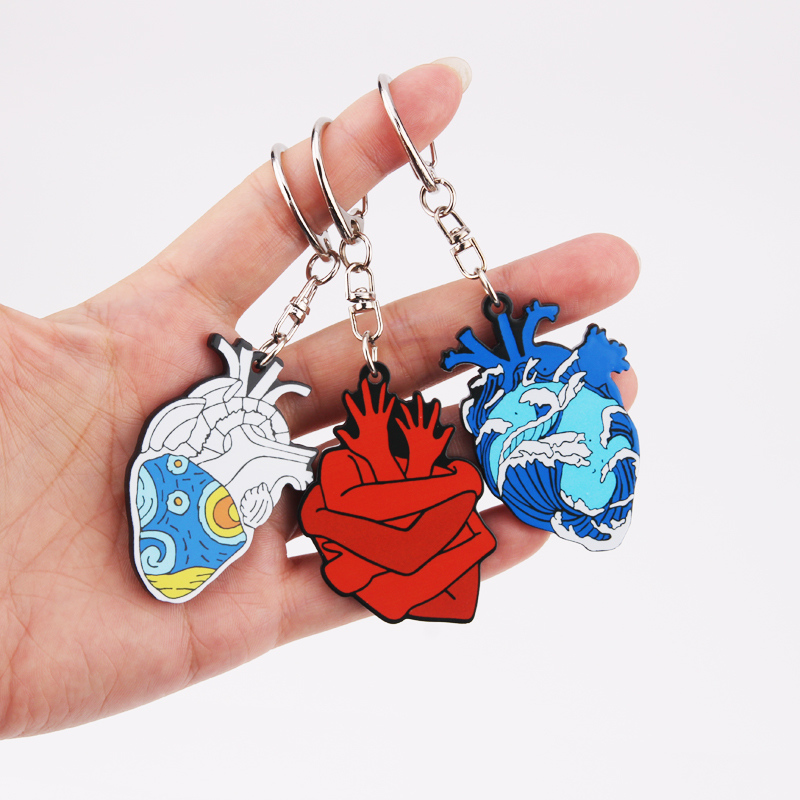 Anatomical Heart Keychain Medical Anatomy Heart Neurology Key Chain for Doctor and Nurse Women and Men Ring Gift Porte Clef