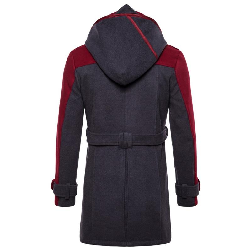 Men Winter Cashmere Overcoat Warm Double Breasted Hooded High Quality 2021 Wool Trench Coat Belt Long Overcoats Men's & Blends