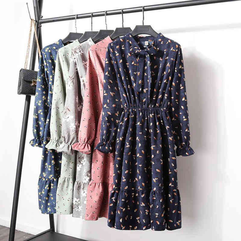 Autumn Winter Corduroy Vintage Dress Women Single-breasted Elastic Waist Floral Print Dresses Party Long Sleeve Dress Vestidos 210521, 10
Autumn Winter Corduroy Vintage Dress Women Single-breasted Elastic Waist Floral Print Dresses Party Long Sleeve Dress Vestidos 210521, 10