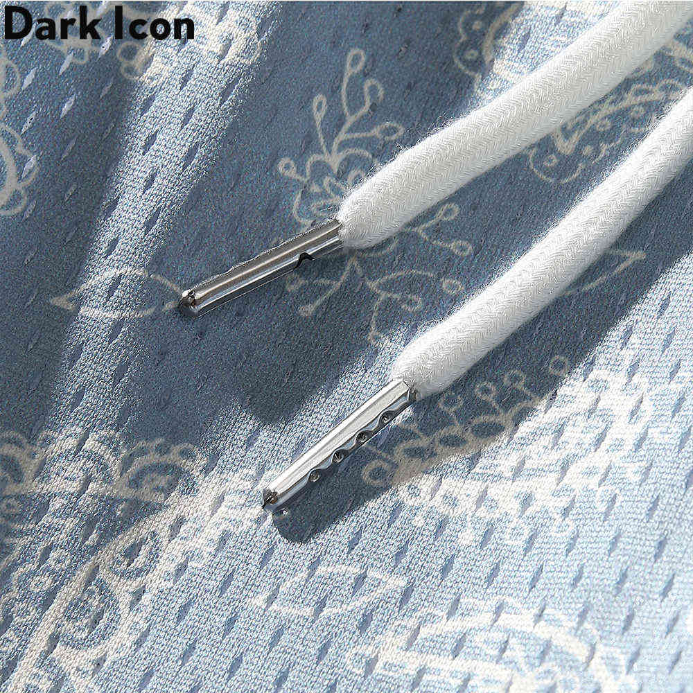 Light Blue Bandana Shorts Men Summer Jersey Material Men's Shorts Streetwear Shorts for Man 210603