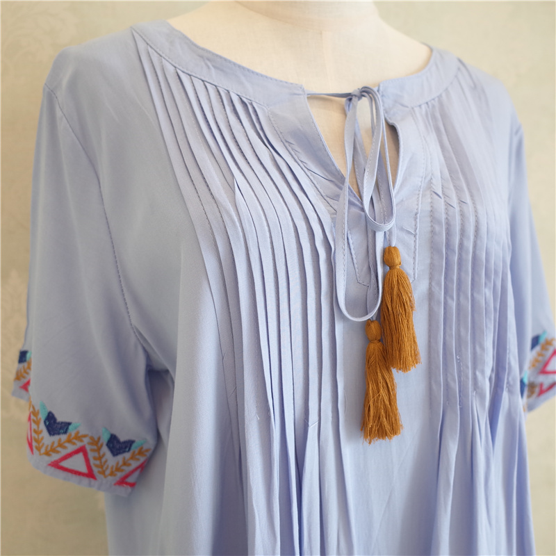 Embroidery Cotton Beach Caftan Tunic Cover up Saida de Praia Swimsuit Women Bikini cover Pareo Sarong wear #Q799 210420