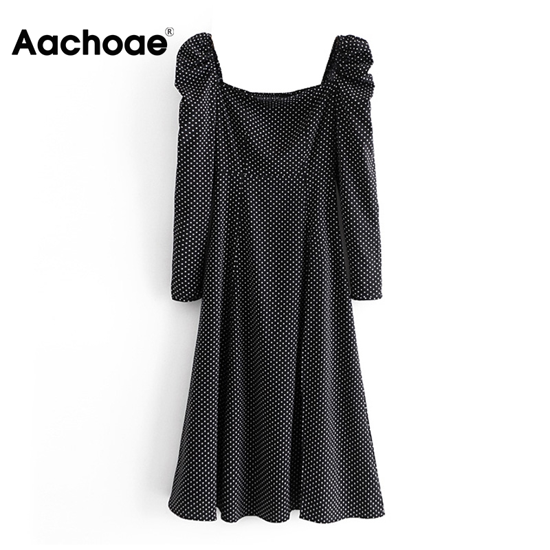 Vintage Dot Print Midi Dress Women Puff Long Sleeve Split Chic Dresses 2021 Square Collar Elegant Dress Vestidos Mujer, Black;white
Vintage Dot Print Midi Dress Women Puff Long Sleeve Split Chic Dresses 2021 Square Collar Elegant Dress Vestidos Mujer, Black;white