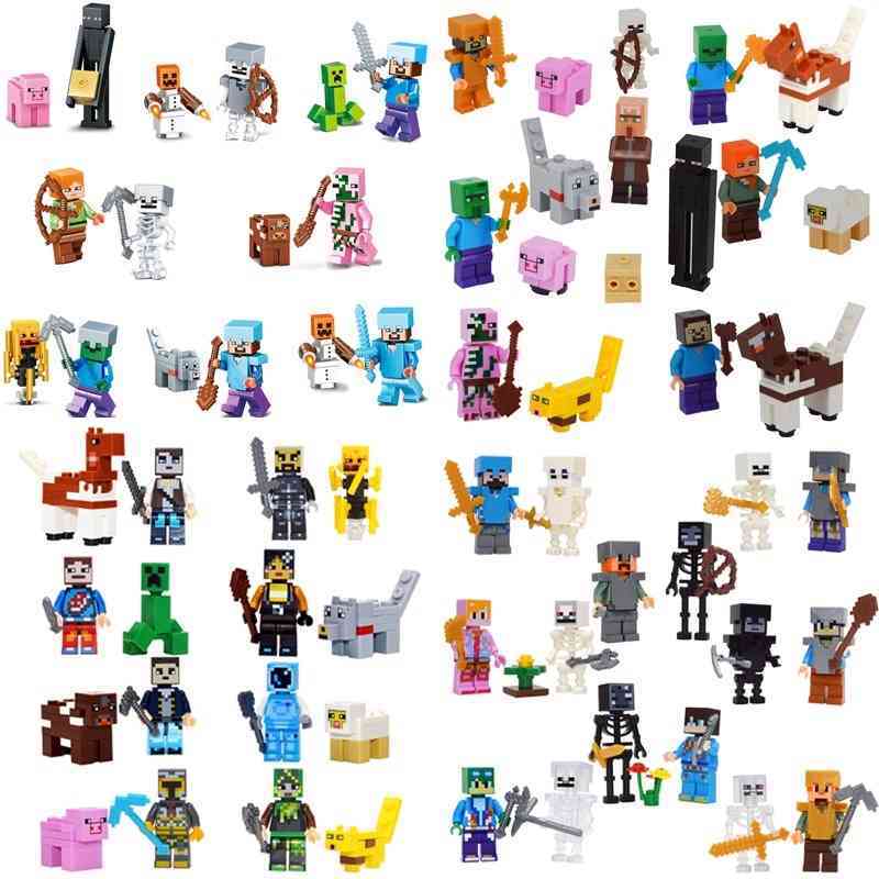 Compatible with my world assembly toys, building block dolls, complete set of Steve enchantment weapons