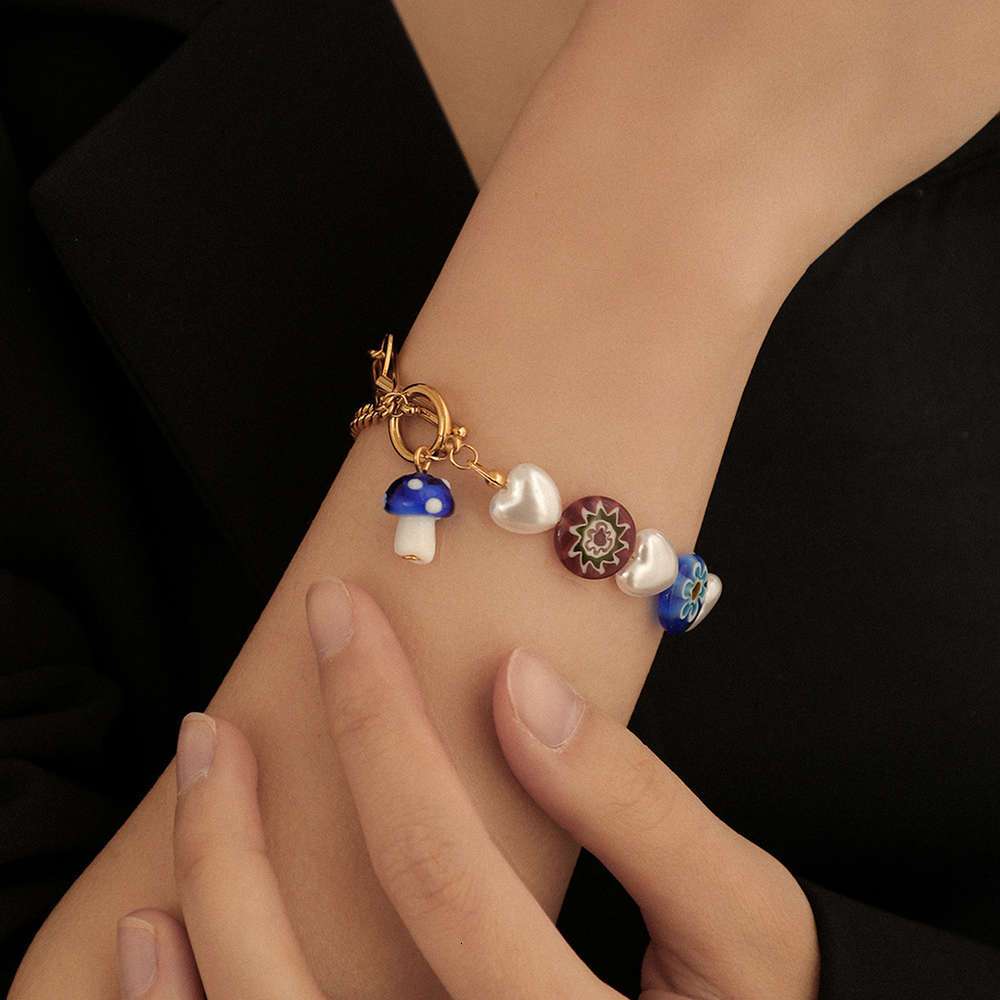 bracelet Popular jewelry glass mushroom pearl love stainless steel bracelet national style flower splicing titanium, Golden;silver
bracelet Popular jewelry glass mushroom pearl love stainless steel bracelet national style flower splicing titanium, Golden;silver
