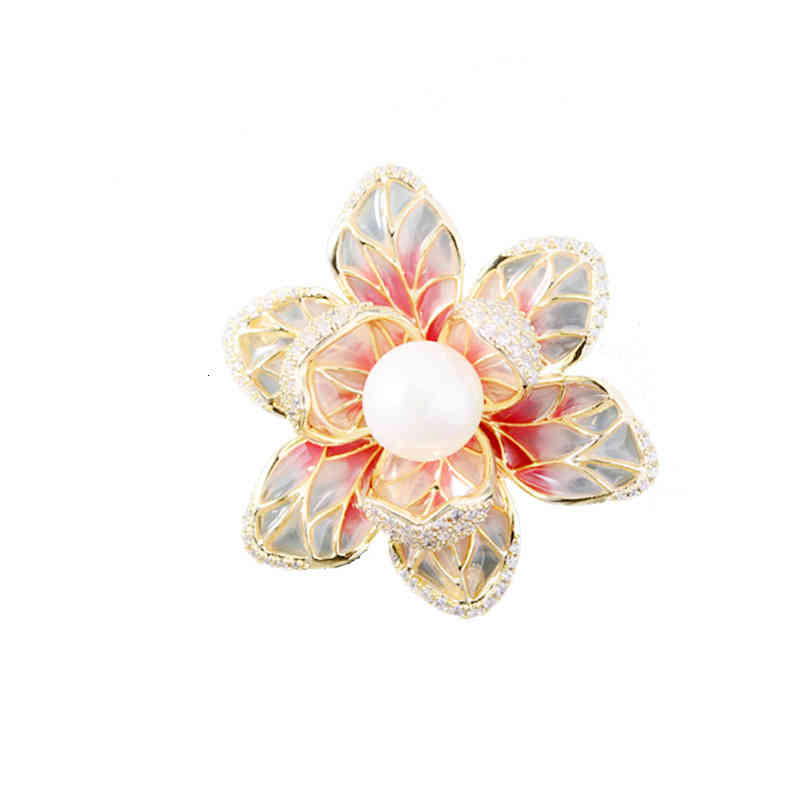 Korean Fashion Elegant Enamel Color Zircon Flower Brooch Atmosphere Clothing Pin Coat Woman