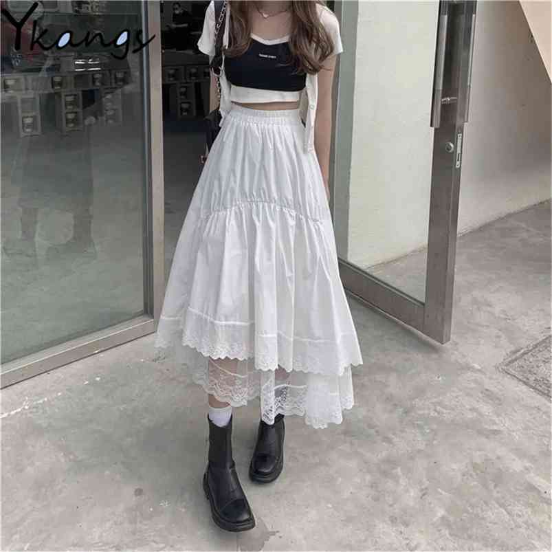 Black Gothic Lace Stitching Irregular Pleated Skirt Women White Vintage High Waist Long Skirt Korean Solid Hip Hop Streetwear 210721
Black Gothic Lace Stitching Irregular Pleated Skirt Women White Vintage High Waist Long Skirt Korean Solid Hip Hop Streetwear 210721