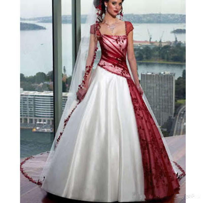 Vintage White And Burgundy A Line Wedding Dress For Women Square Neck Lace Appliques Cap Sleeve Plus Size Lace-up Gothic Corset Country Garden Long Bridal Gowns
Vintage White And Burgundy A Line Wedding Dress For Women Square Neck Lace Appliques Cap Sleeve Plus Size Lace-up Gothic Corset Country Garden Long Bridal Gowns