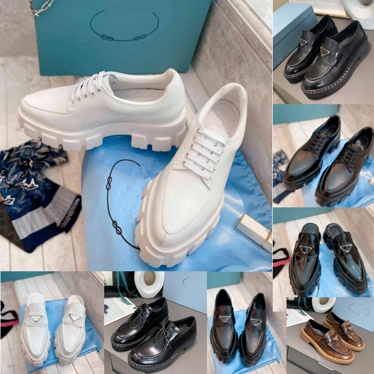 Platform Loafers Designer Shoes Sneakers P Triangle Rubber Black Shiny Leather Chunky Round Head Sneaker Thick Bottom Shoe With box size 35-41, Split
Platform Loafers Designer Shoes Sneakers P Triangle Rubber Black Shiny Leather Chunky Round Head Sneaker Thick Bottom Shoe With box size 35-41, Split