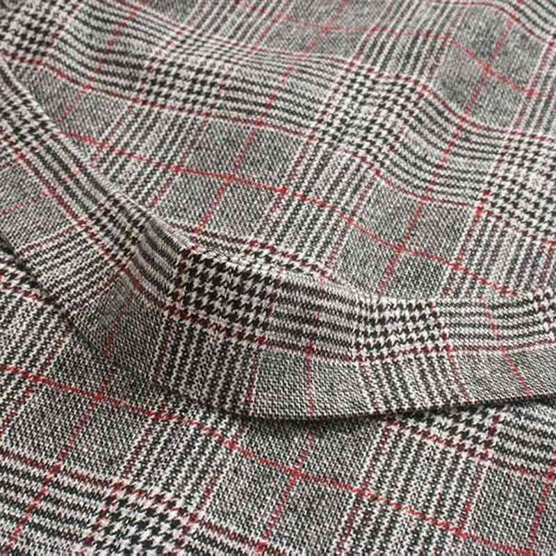 Long Coat Women Winter Plaid Woollen Coat Long Sleeve Female Warm Overcoat Elegant Office Lady Coats Outwear Manteau Femme 210414