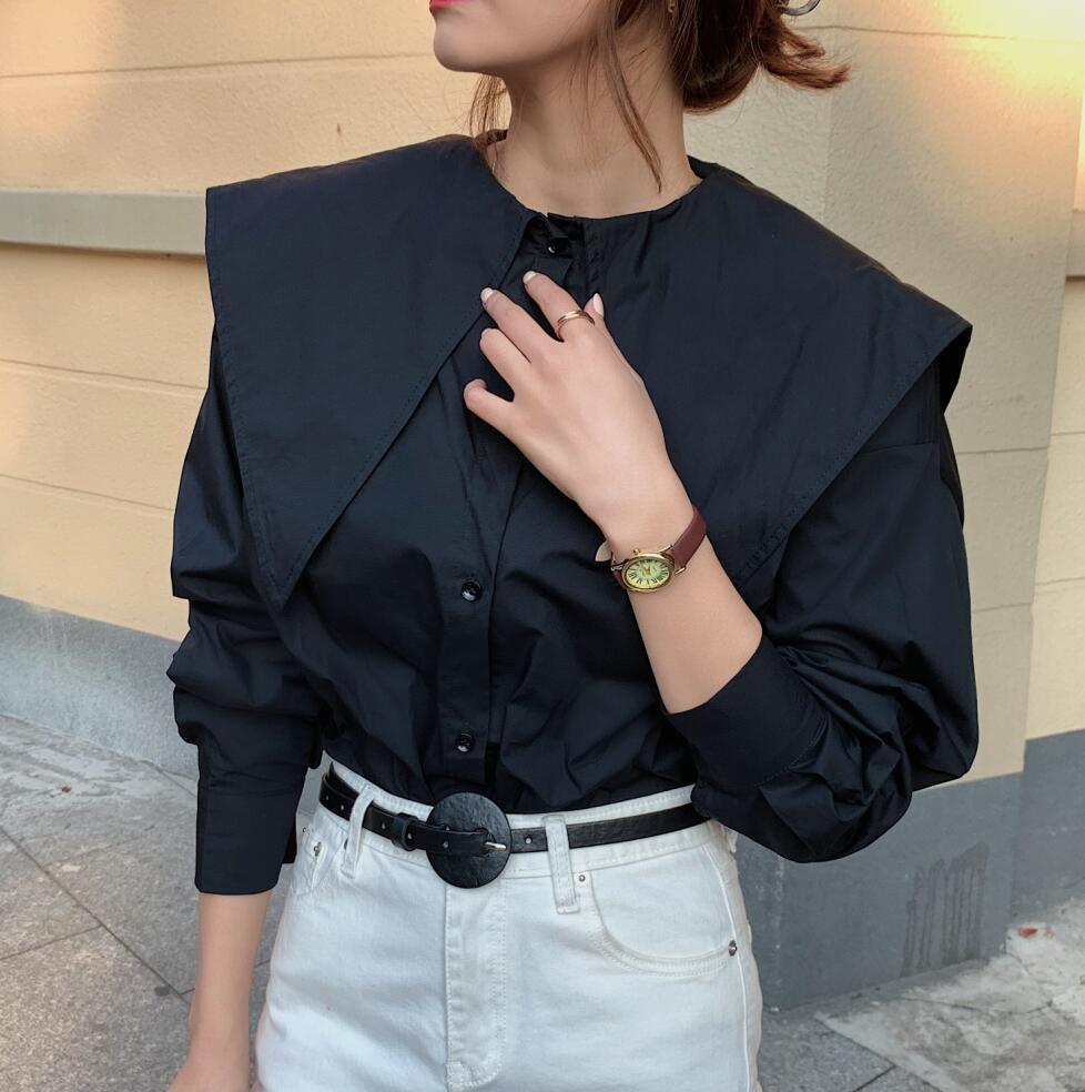 Nomikuma Spring Korean Women Blouse Sweet Peter Pan Collar Shirt Belt Slim Waist Medium-long Blusas Feminimos Top 6D846 210427