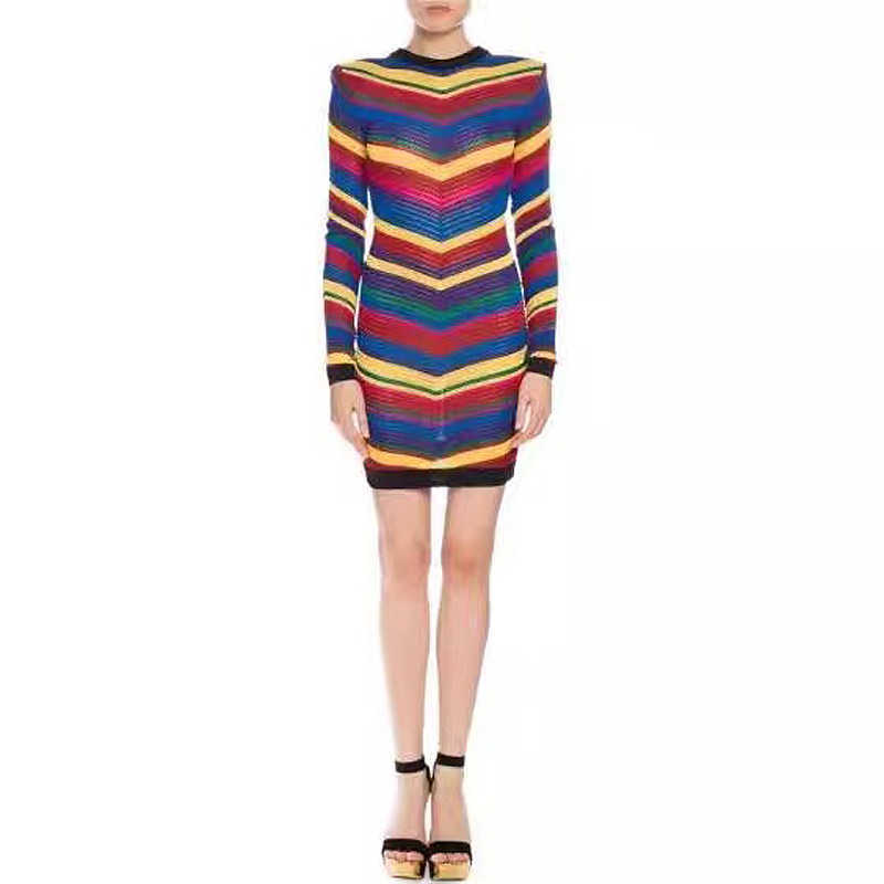 HIGH QUALITY est Fashion BAROCCO Designer Runway Dress Women's Charming Colors Striped Hollow Out Knitting 210526, Blue
HIGH QUALITY est Fashion BAROCCO Designer Runway Dress Women's Charming Colors Striped Hollow Out Knitting 210526, Blue