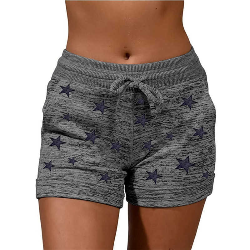 Summer Women Casual Sports Elastic Waist Shorts Plus Size Ladies Print Sports Jogger Soft Slim Female Shorts Sweatpants 210611