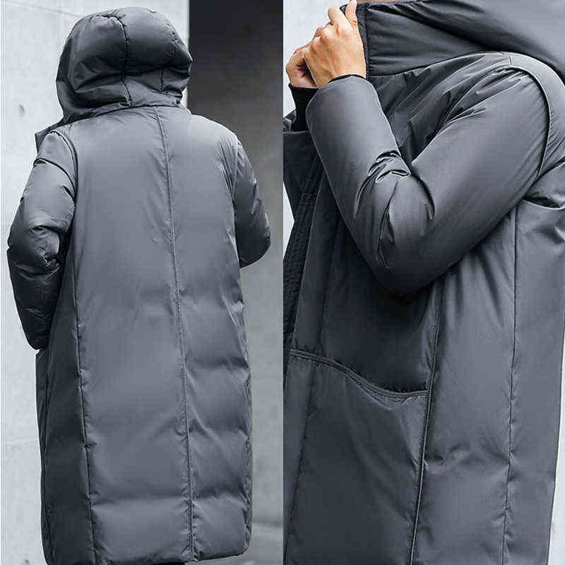 Down Parkas Men Long Jacket Thicken Windbreaker Hooded Warm Coat White Duck Hight Quality Winter 211216