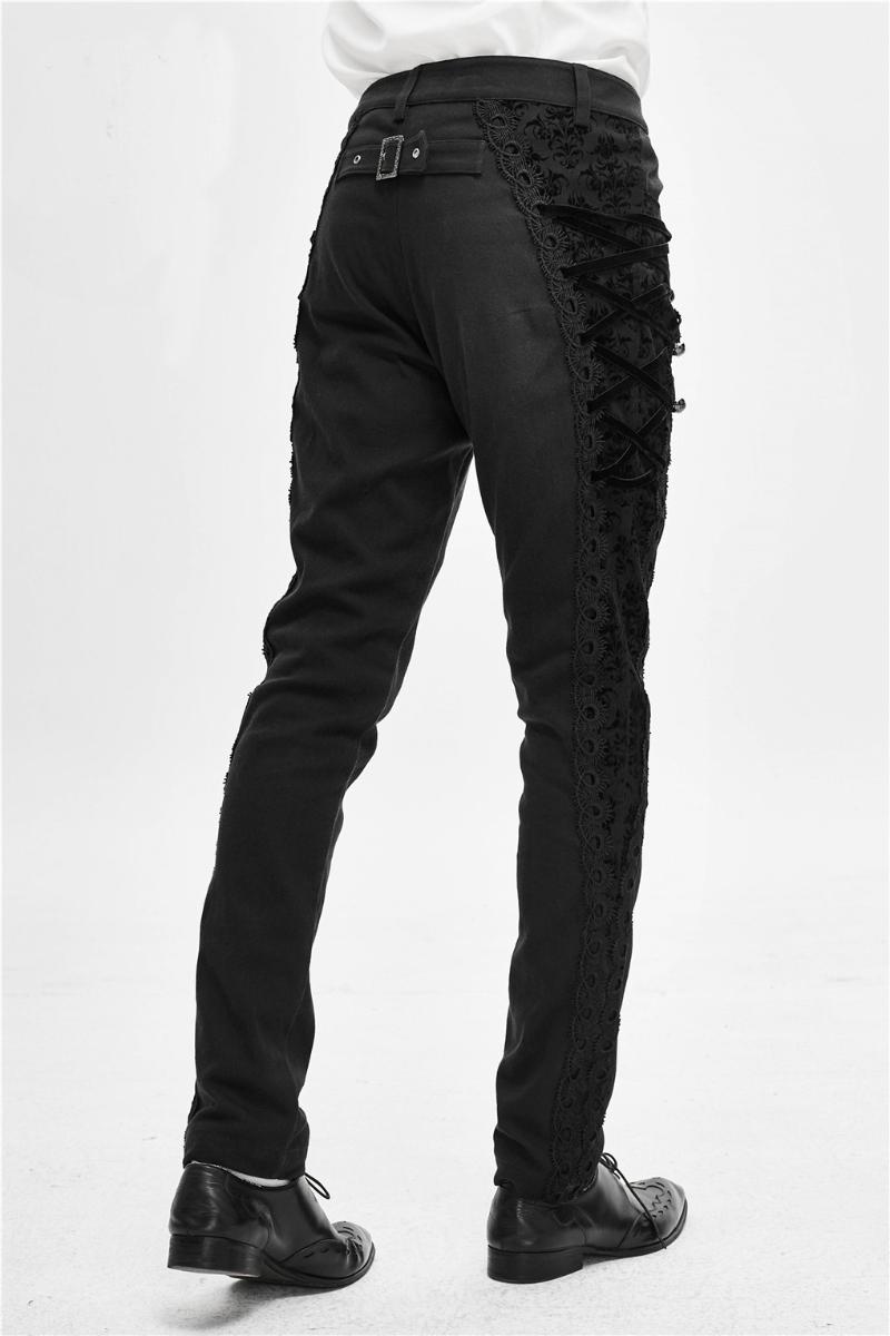 Devil Fashion Jacquard Retro Button Pants For Men Gothic Long Cotton Trousers Suit Men's