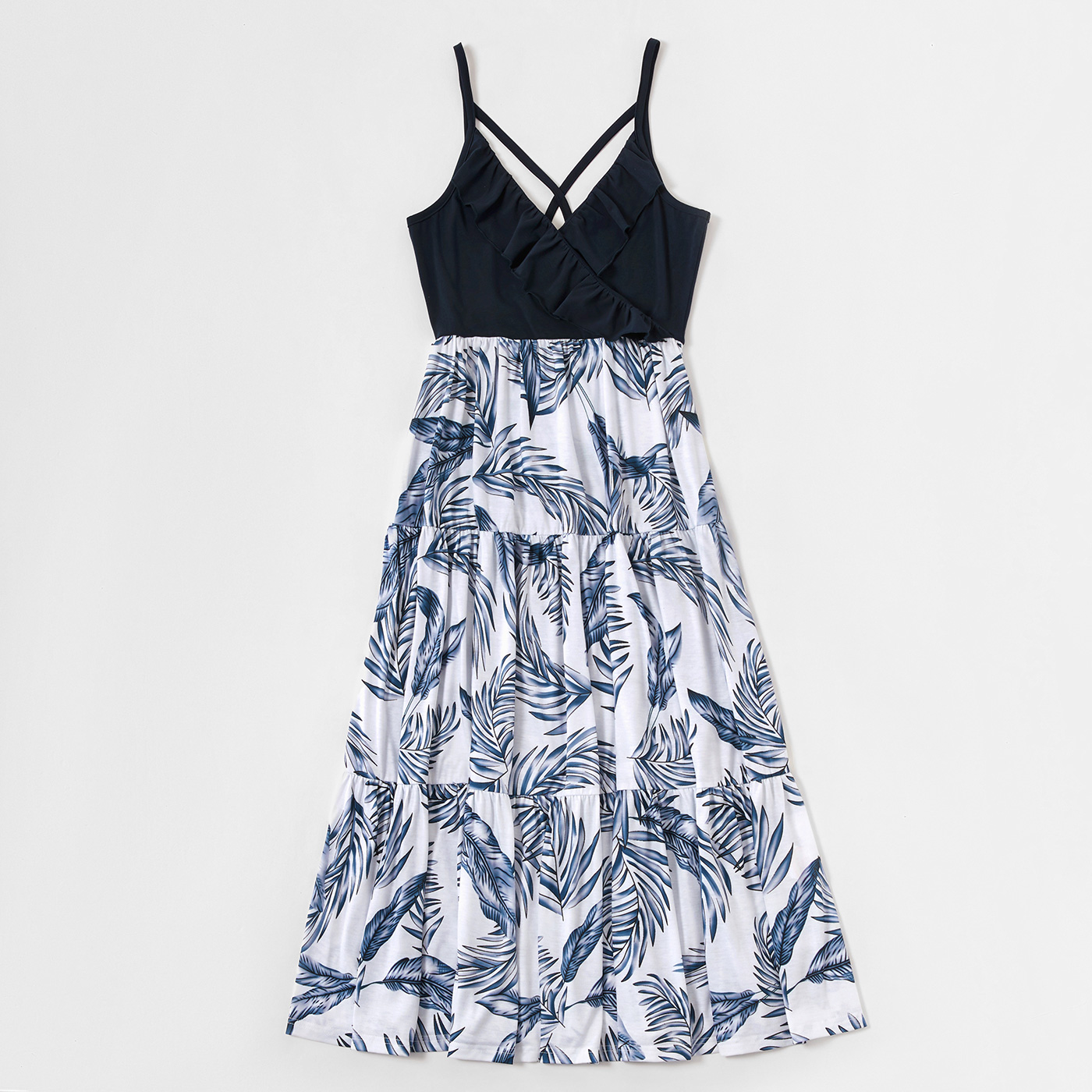 2022 Family Matching Outfits Parental women's clothing Plant print house simple, Blue