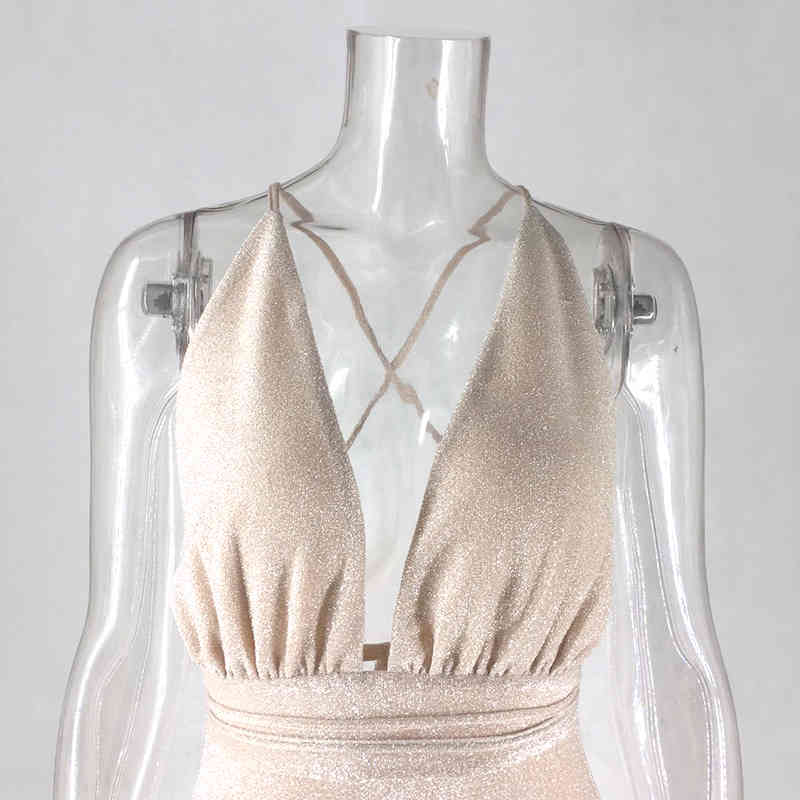 NewAsia Bright Silk Shiny Party Dress Women Deep V Neck Backless Sexy Mini Dress Lacing Straps Sleeveless Bandage Dresses 210331