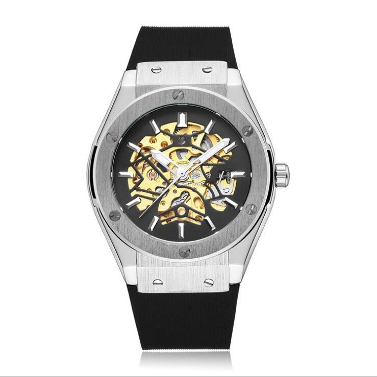 SEWOR mechanical watch Automatic movement rubber belt men's sport style fashion watches SEW13-2, Slivery;brown
SEWOR mechanical watch Automatic movement rubber belt men's sport style fashion watches SEW13-2, Slivery;brown