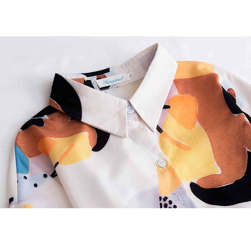 Autumn Chiffon Flower Print Shirt Women's Plus Size Ladies Tops Office Loose Long-Sleeve Cardigan Women Blouse 11128 210427