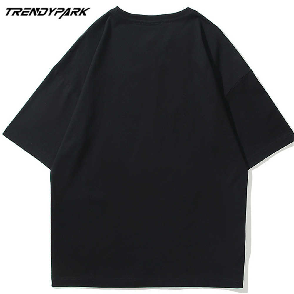 Men's T-shirt Summer Short Sleeve Cute Little Dinosaur Hip Hop Oversized Cotton Casual Harajuku Streetwear Top Tshirts 210601