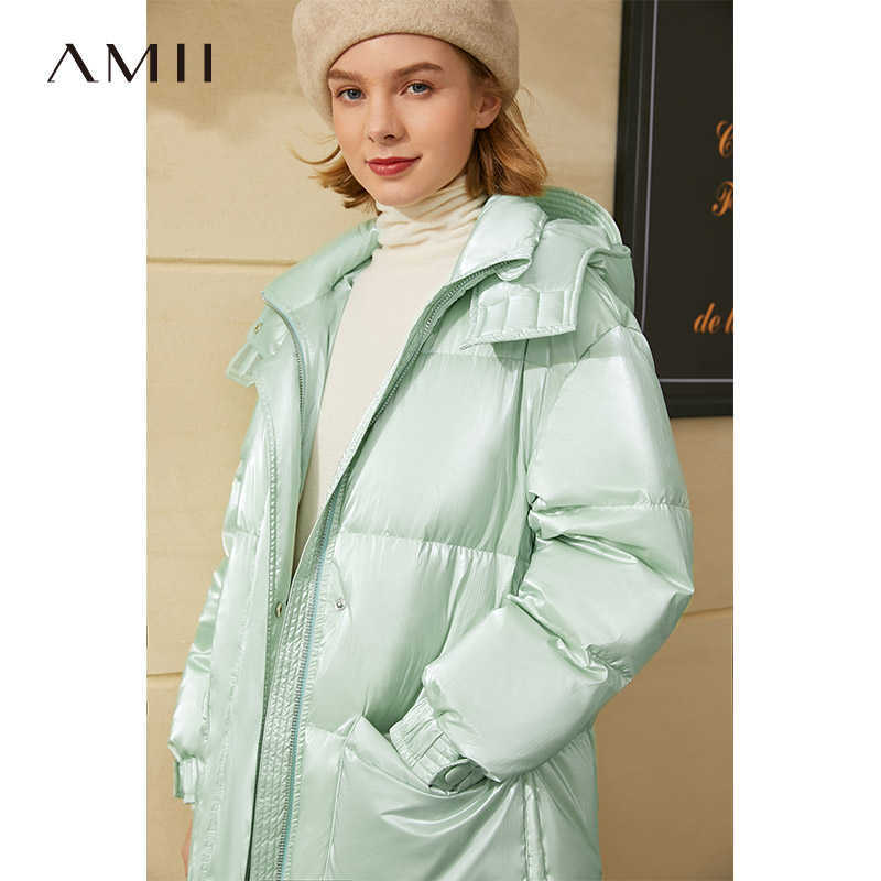 Minimalism Winter Coat Women Fashion 90%White Duck Down 's Jacket Causal Solid Hooded 12040619 210527