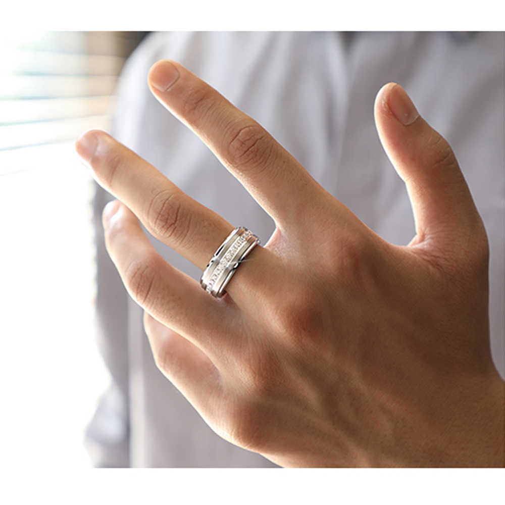 she Mens Promise Wedding Band Tungsten Carbide Rings For Men Charm Ring 8mm Size 9-13 AAAAA White Round Zircon Jewelry TRX058 210701