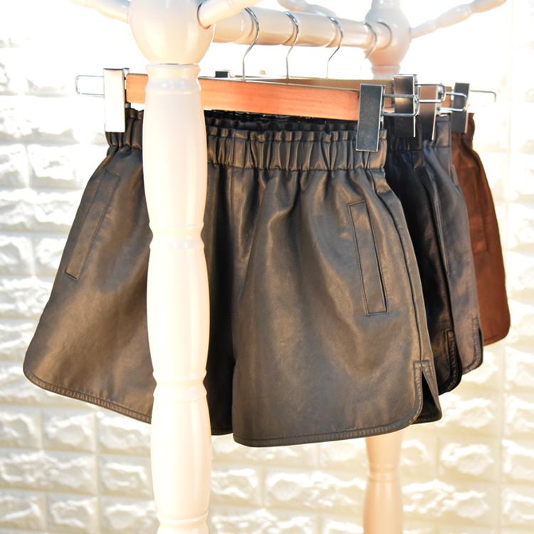 SexeMara 2021 Fashion Women's Shorts Autumn & Winter Casual PU Leather Wide Leg Elastic High Waist Plus Size