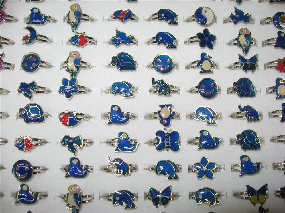 mood temperature sensing mood ring alloy cartoon open mouth mood ring mix style 100pcslot