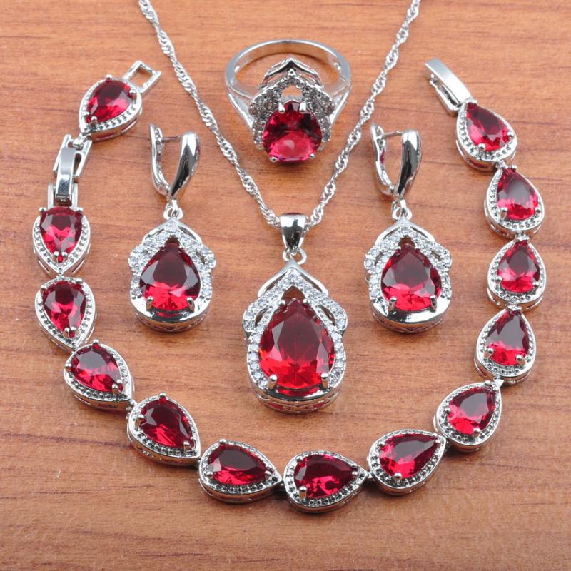 Earrings & Necklace Wedding Jewellry Rose Red Zirconia Silver Color Jewelry Set For Women Pendant Rings Bracelet JS0305, As pic
Earrings & Necklace Wedding Jewellry Rose Red Zirconia Silver Color Jewelry Set For Women Pendant Rings Bracelet JS0305, As pic