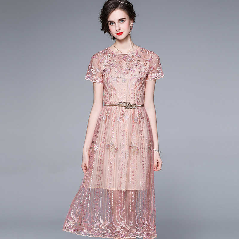Pink Sweet Lace Dress Summer Women Chic Belt Elegant O-Neck Short Sleeve Casual Boho Midi Dresses Vestidos 210526
Pink Sweet Lace Dress Summer Women Chic Belt Elegant O-Neck Short Sleeve Casual Boho Midi Dresses Vestidos 210526