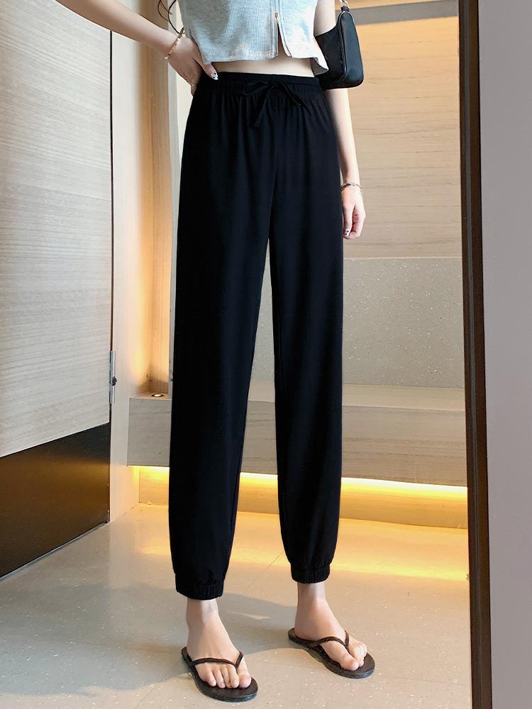Women' Pants & Capris Ice Silk Trousers With Beam Feet Loose Summer Thin Sports Women Straight Nine-point Anti-mosquito Casual Lantern, Black
Women' Pants & Capris Ice Silk Trousers With Beam Feet Loose Summer Thin Sports Women Straight Nine-point Anti-mosquito Casual Lantern, Black