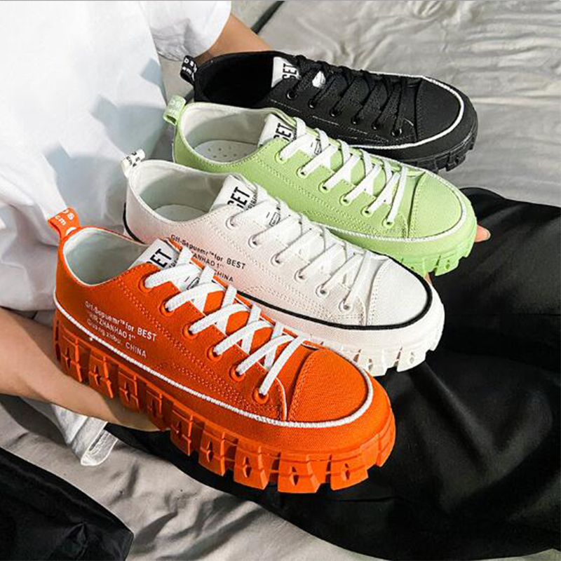 2021 Spring canvas board shoes version of the trend increased men's trendy breathable wild student platform -44 five, Green
2021 Spring canvas board shoes version of the trend increased men's trendy breathable wild student platform -44 five, Green