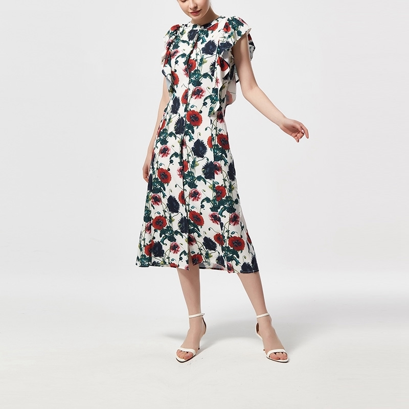 Women Ruffles Floral Dress Sleeveless O neck A-line Printed Elegant Midi Party Office Lady Vacation Beach XZ2346 210603, Multi
Women Ruffles Floral Dress Sleeveless O neck A-line Printed Elegant Midi Party Office Lady Vacation Beach XZ2346 210603, Multi