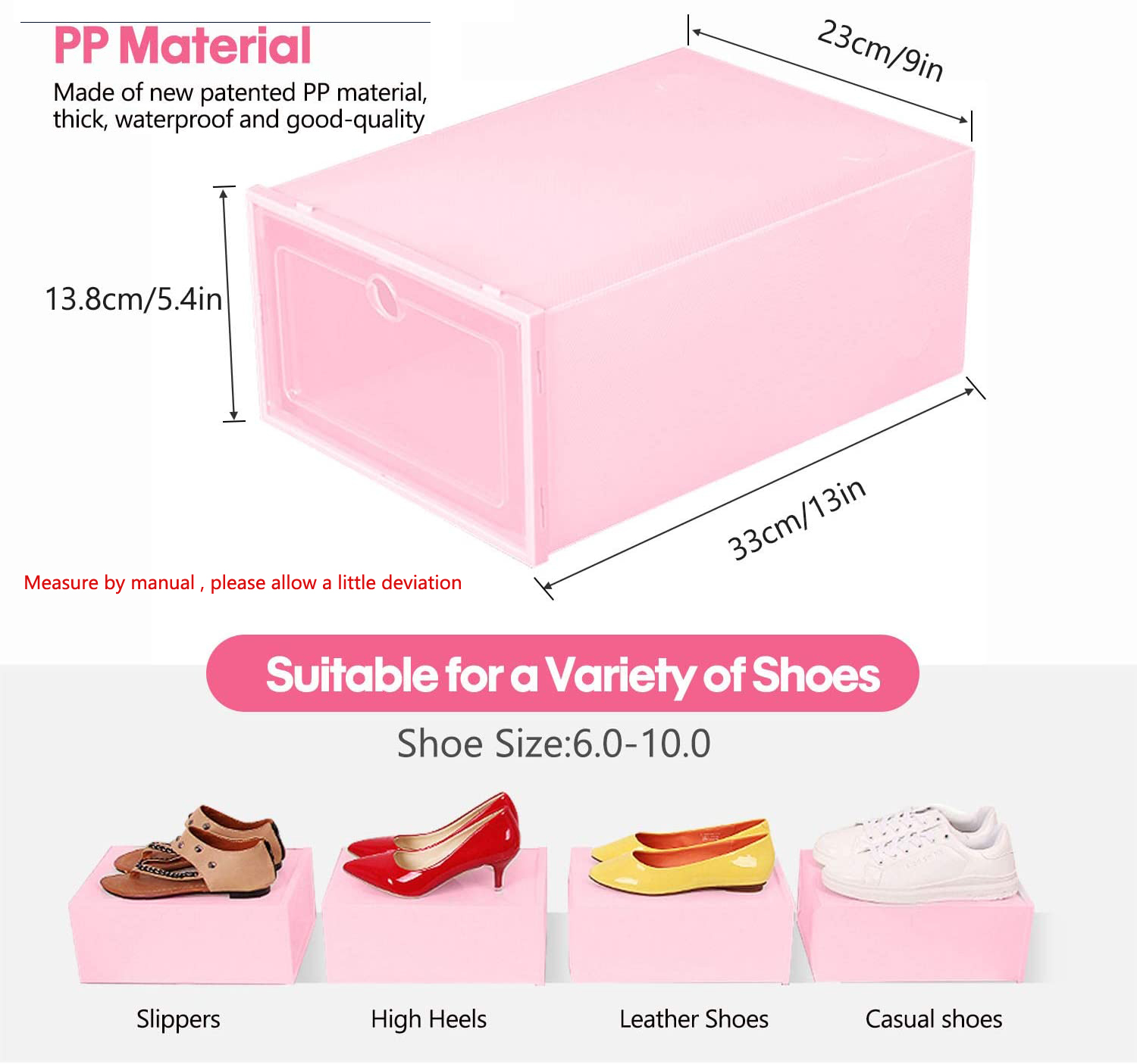 3 Pack Clear Plastic Shoe Box Dustproof Sneaker Storage Organizer Flip Transparent High Heels Boxes Candy Color Stackable Shoes Containers Case VT1017
