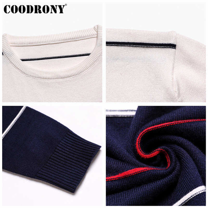 COODRONY Casual O-Neck Pull Homme Cotton Sweater Men Clothes Autumn Winter Soft Wool Pullover Men Long Sleeve Knitwear B015 210818