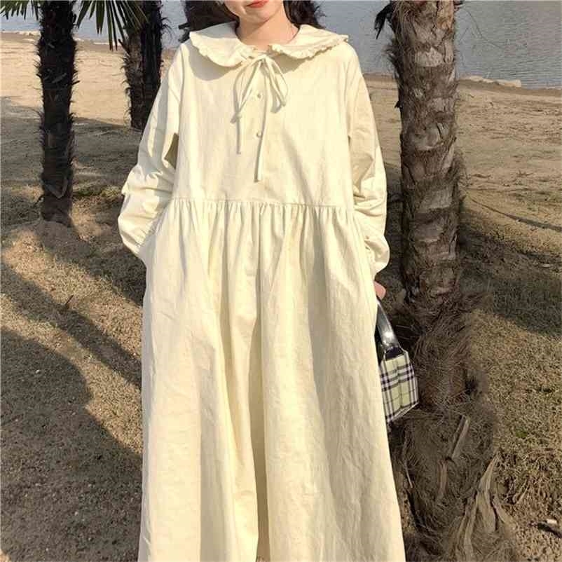 Dresses Women Long Sleeve Vintage Japan Preppy Style Kawaii Peter Pan Collar Loose Lace Up Womens Casual Cute Sweet Dress 210519, Apricot
Dresses Women Long Sleeve Vintage Japan Preppy Style Kawaii Peter Pan Collar Loose Lace Up Womens Casual Cute Sweet Dress 210519, Apricot