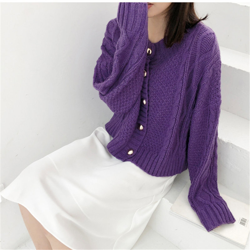 Vintage Thick Lazy Style Mohair Soft Warm Simple Retro Sweet Streetwear Autumn Coats Women Cardigans Short Sweater 210421