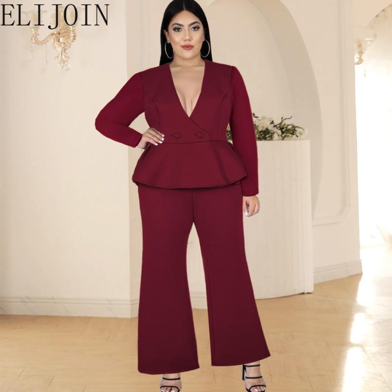 Women's Two Piece Pants Casual V-neck Waist-trimming Suit Ruffled Jacket With High Waist Pockets And Hip Wide-leg Plus Size Two-piece, White
Women's Two Piece Pants Casual V-neck Waist-trimming Suit Ruffled Jacket With High Waist Pockets And Hip Wide-leg Plus Size Two-piece, White