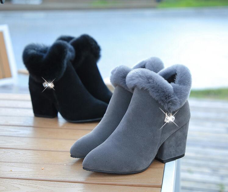 43 large size boots womens winter high-heeled suede zipper rhinestone rabbit fur martin dress women boot, Black
43 large size boots womens winter high-heeled suede zipper rhinestone rabbit fur martin dress women boot, Black