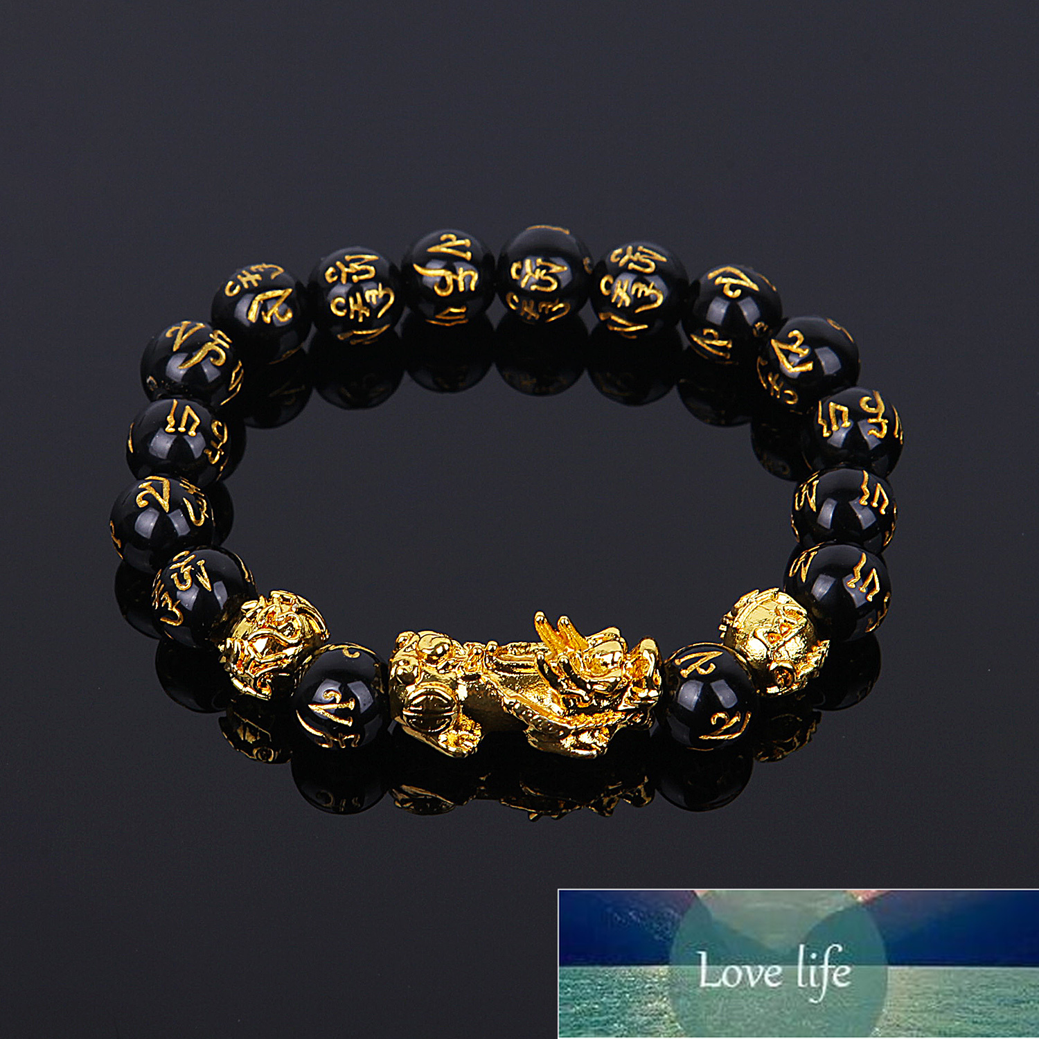 Unisex Men Bracelet Lucky Buddha Obsidian Stone Bead Bracelets Chinese FengShui Pi Xiu Color Changing Wristband Wealth Bracelet Factory price expert d