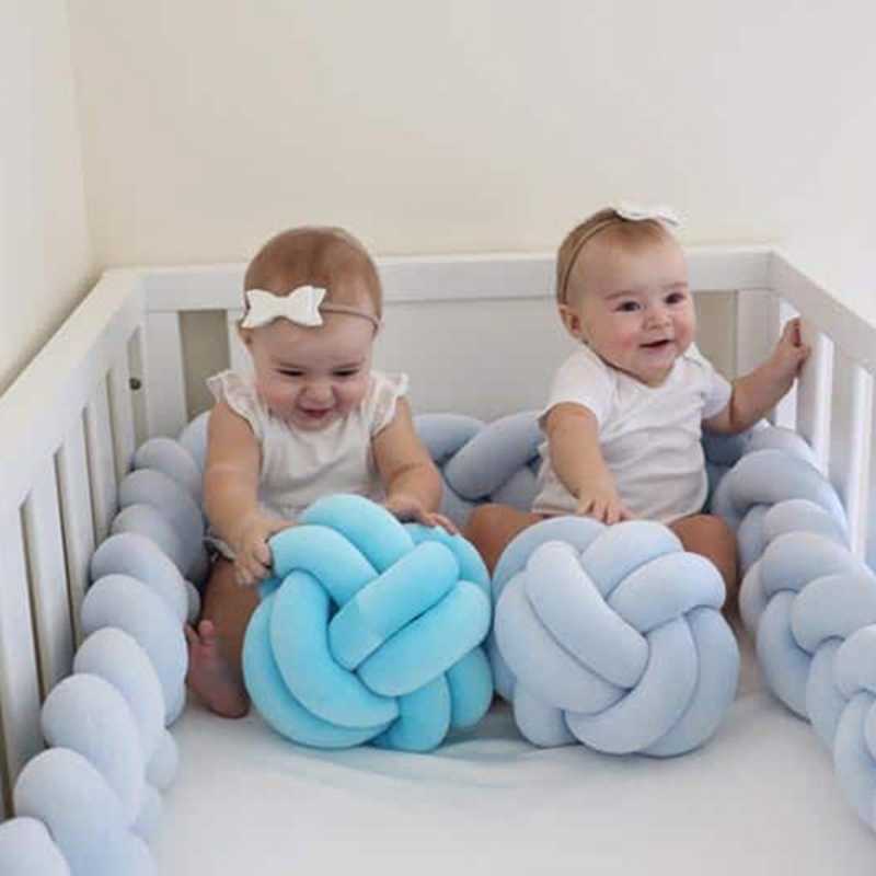 Bumpers In The Crib For The Baby Room 1M/2M/3M Bumper Bed Braid Knot Pillow Cushion Protector Cot Decor Weaving Drop 211025