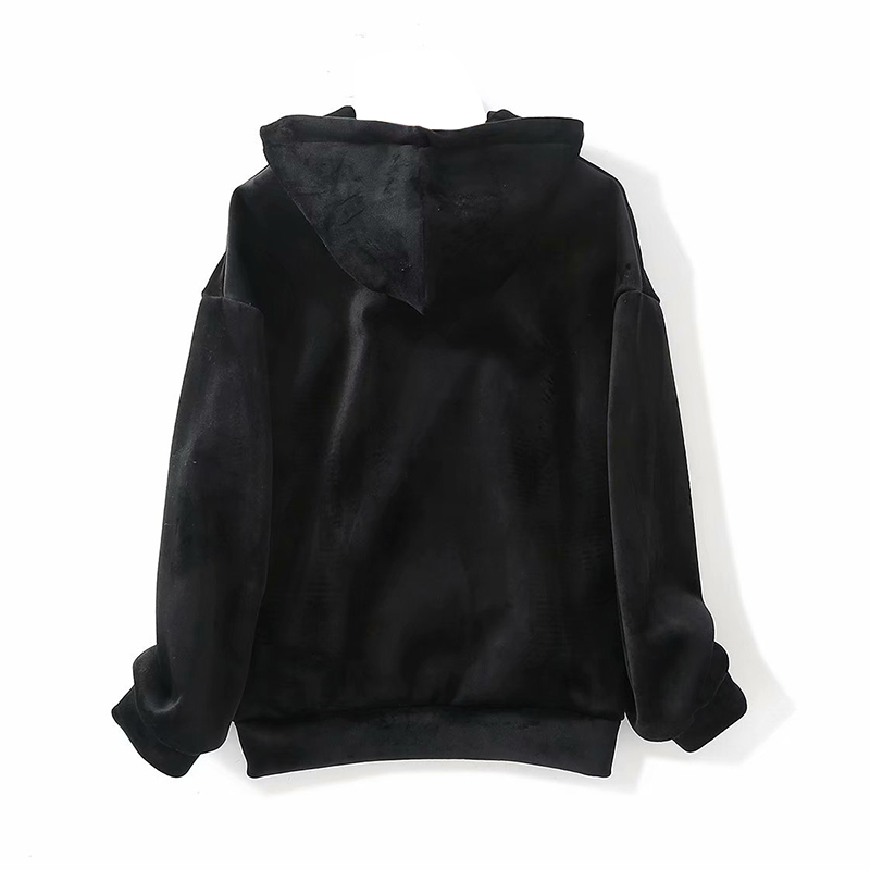 Women Velvet Pink Hoodies Cute Winter Loose Hairball Hooded Sweatshirt Harajuku Long Sleeve Pullover Casual Letter 210515