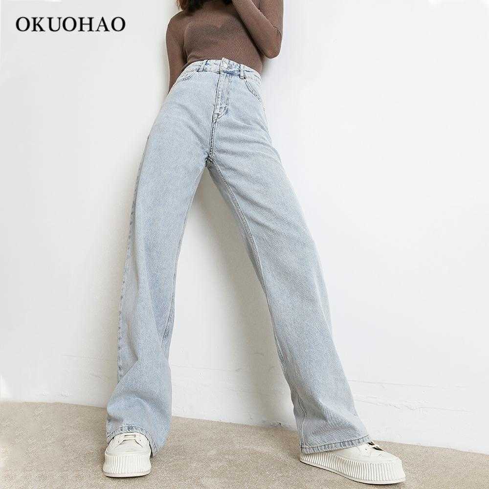 

Woman Jeans Fashion Straight Pants High Waist Casual Mom Baggy Jean Female Full Length Loose Denim Boyfriend Trouser 210616, Light blue