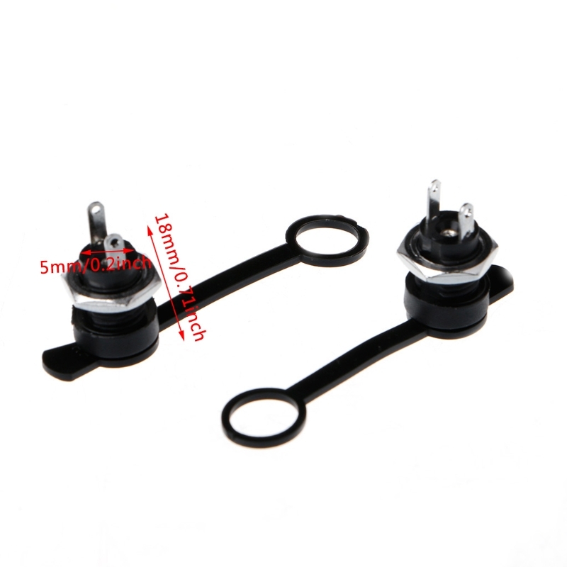 5 Pcs DC-022B Feeding Jack Socket Female Panel Mount Connector 5.5X2.1 Mm W/Cap