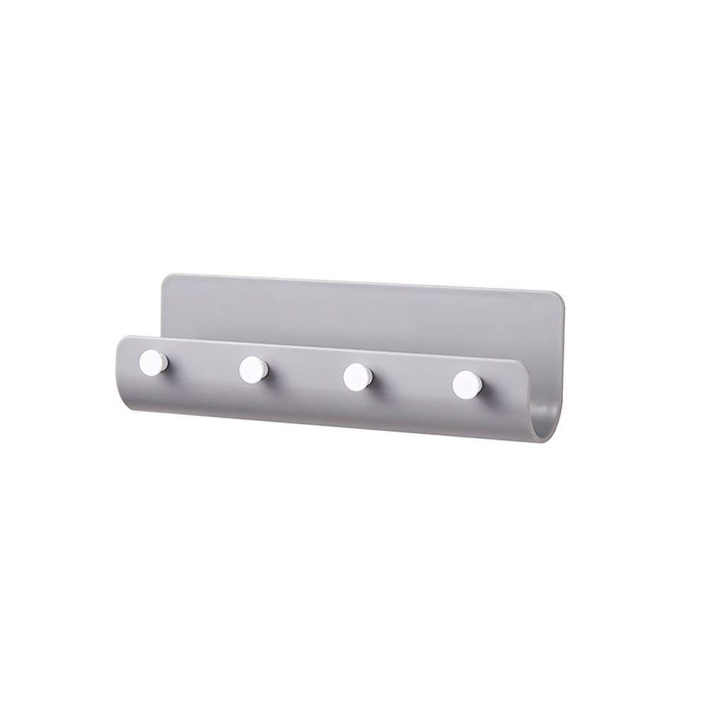 U-Shaped 4-Hooks Kitchen Bathroom Storage Rack Shelf Hook Hanger Wall Mounted Shower Holder Organizer No Drilling