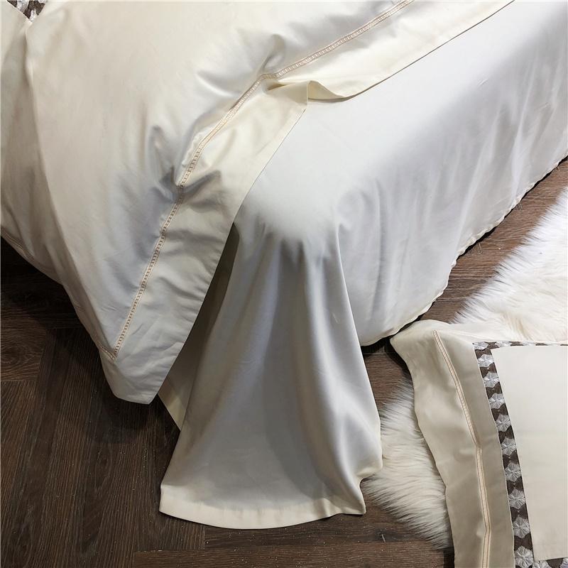 Egyptian Cotton El White Bedding Set Luxury Queen King Size Bed Duvet Cover Sheet Spread Flat Pillowcase Sets