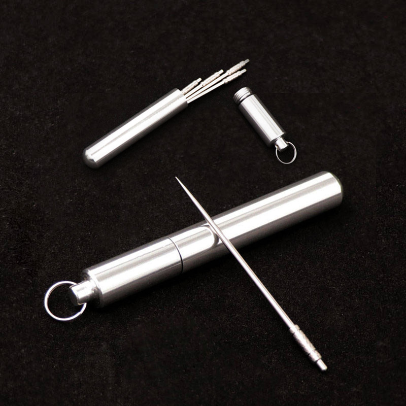 Waterproof Stainless Steel Toothpicks Holder Key Ring Toothpick Case Easy To Carry In Outdoor Travel Kit Tableware Gift for Dad
Waterproof Stainless Steel Toothpicks Holder Key Ring Toothpick Case Easy To Carry In Outdoor Travel Kit Tableware Gift for Dad