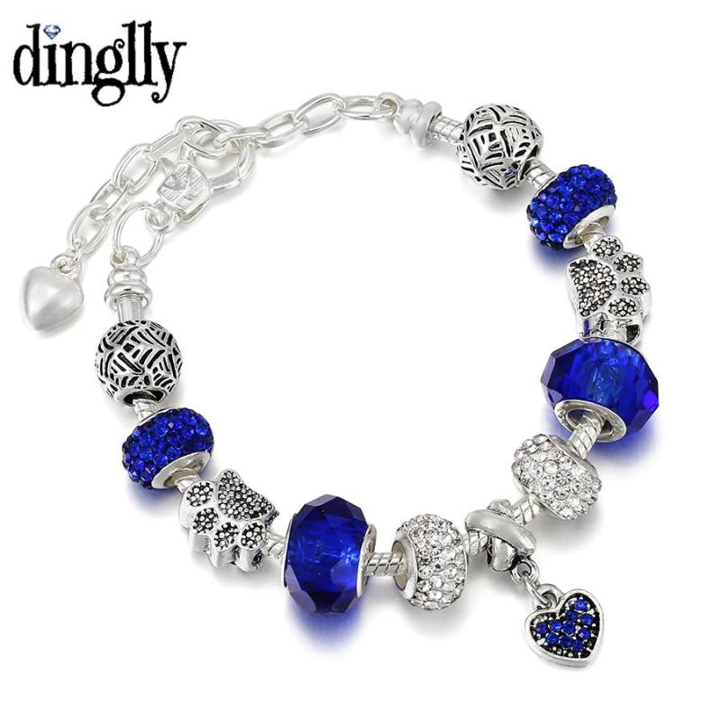 Charm Bracelets Dinglly Blue Heart Pendant For Women Trading Crystal Beaded Lobster Snake Chain Bracelet Bangle Jewelry Gift, Golden;silver
Charm Bracelets Dinglly Blue Heart Pendant For Women Trading Crystal Beaded Lobster Snake Chain Bracelet Bangle Jewelry Gift, Golden;silver