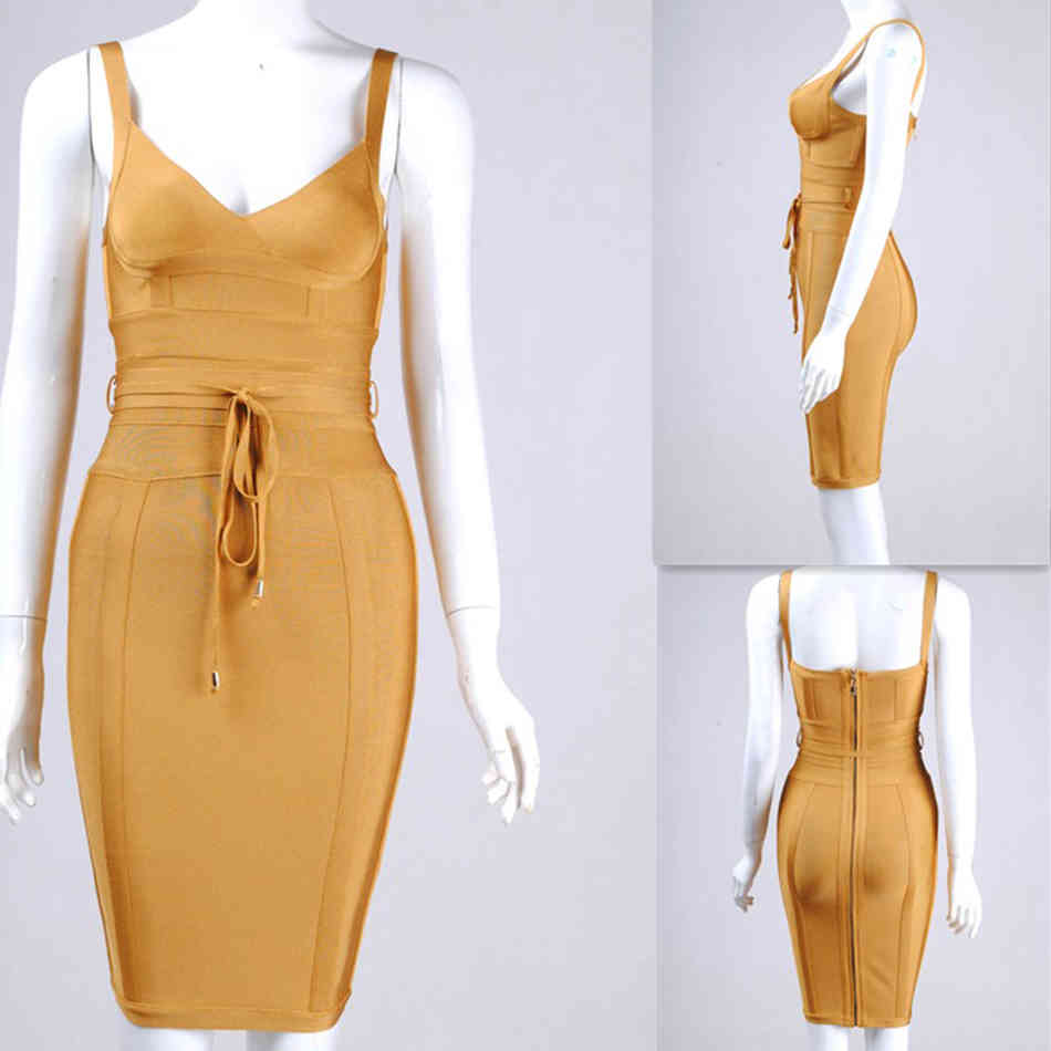 Women Bandage Dress Rayon Sleeveless Summer Arrivals Sexy Deep v Neck Vestido Bodycon Club Party es 210524