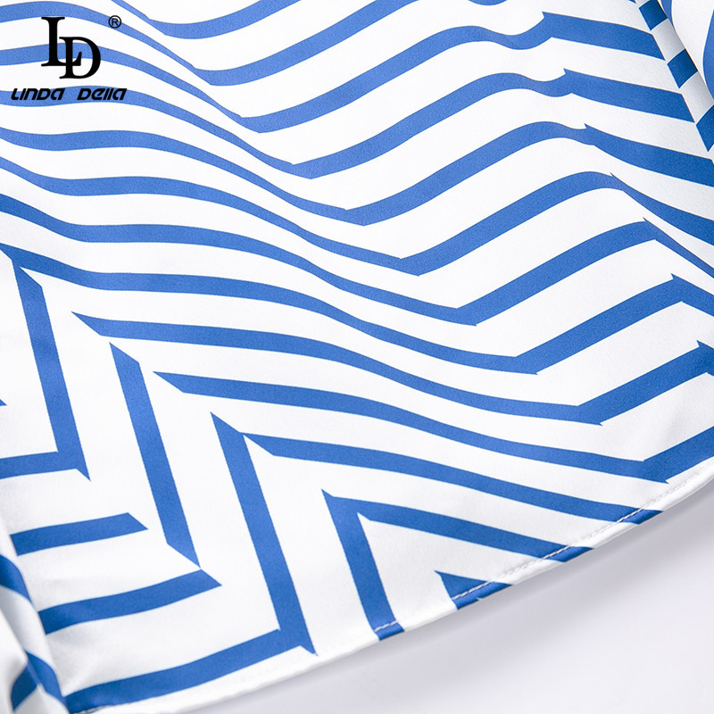 Autumn Fashion Runway Skirt Sets Women's Casual Long sleeve Stripe Tops and High waist Midi Skirts 2 Piece Suit 210522